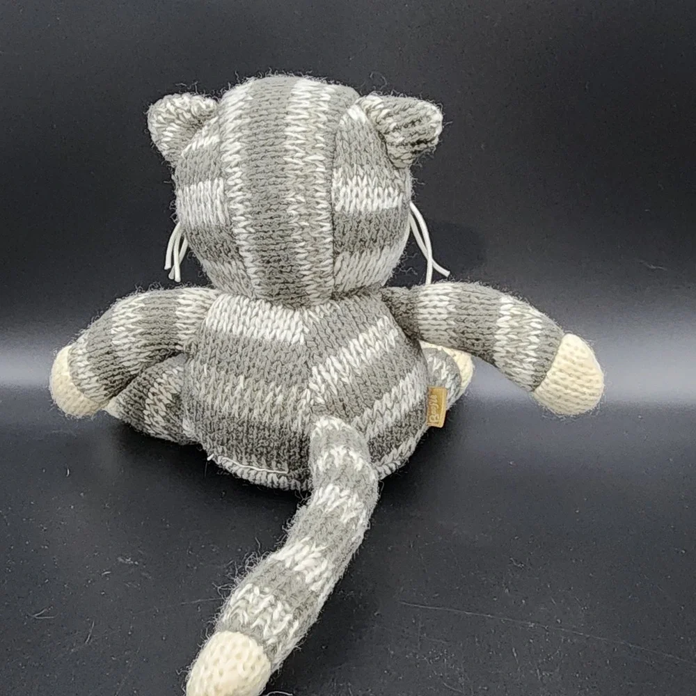 Hallmark KNIT Stuffed Plush Gray And White Striped‎ 8